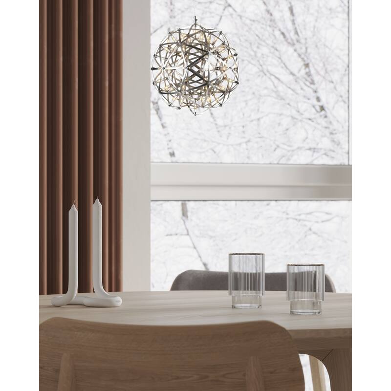 Modern 42-Light Round Satin Nickel Metal Frame LED Ceiling Fixture