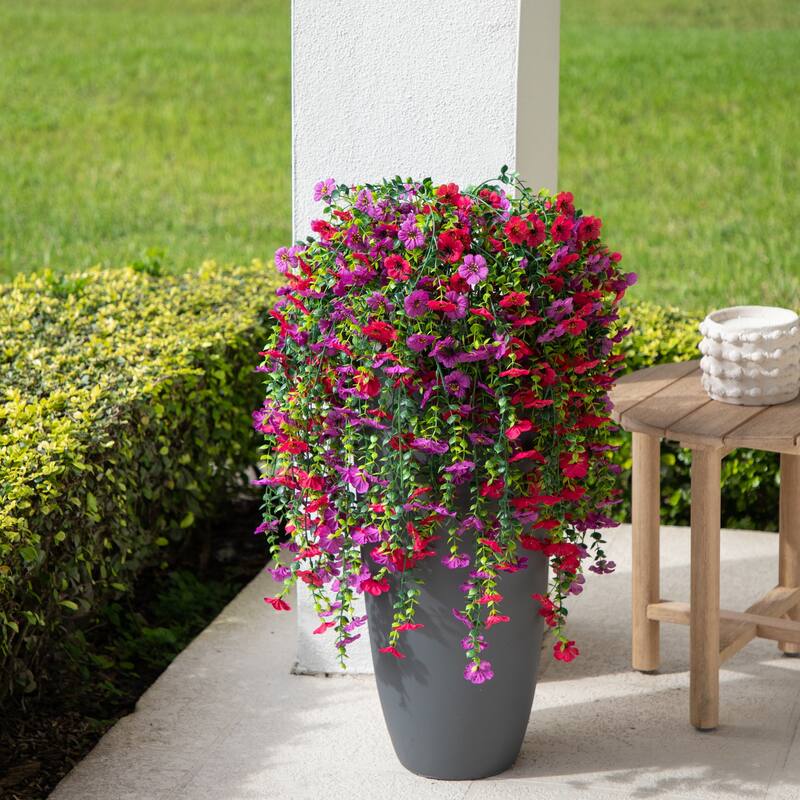 31-in UV Resistant Artificial Daisy Hanging Plant - Set of 6