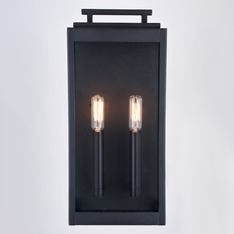 Hampton Black Indoor Outdoor Wall Lantern Light Fixture with Clear Glass