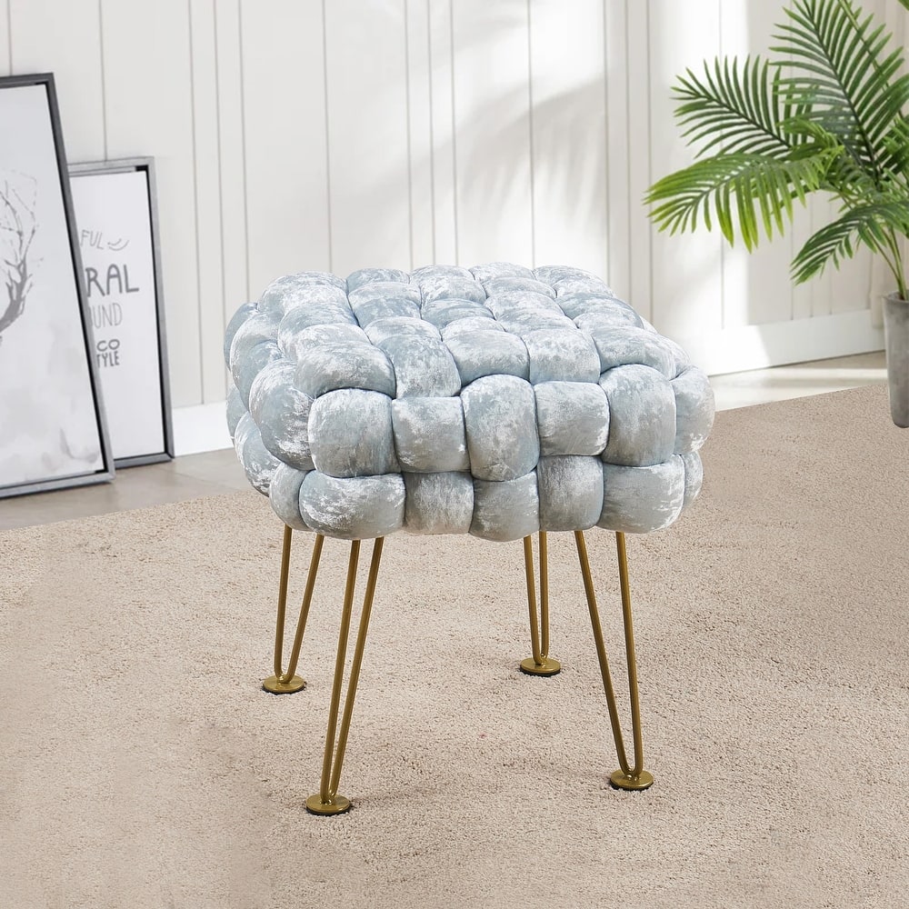 Home Soft Things Crushed Velvet Pouf Stool Ottoman