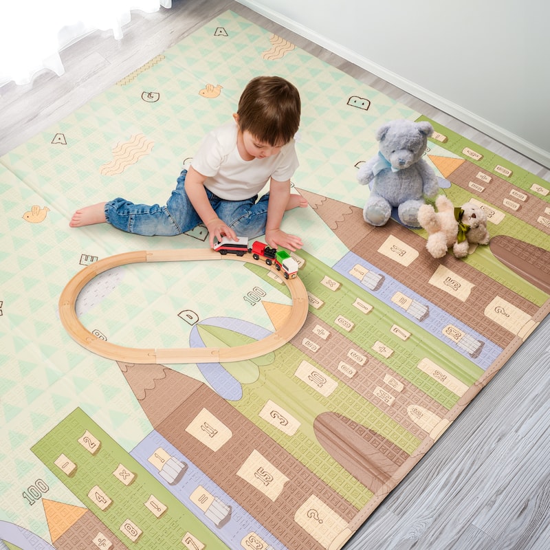 Sorbus Foldable Baby Kids Play Mat, Floor Foam Mats with Travel Bag - Waterproof Foldable - 78" x 70" x 0.4" - 78 x 70 x 0.4”