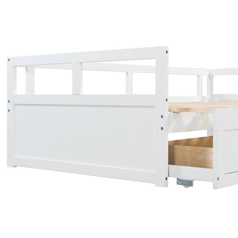 Roomfitters Twin Extending Daybed with Trundle and 2 Storage Drawers, Expands to King Size