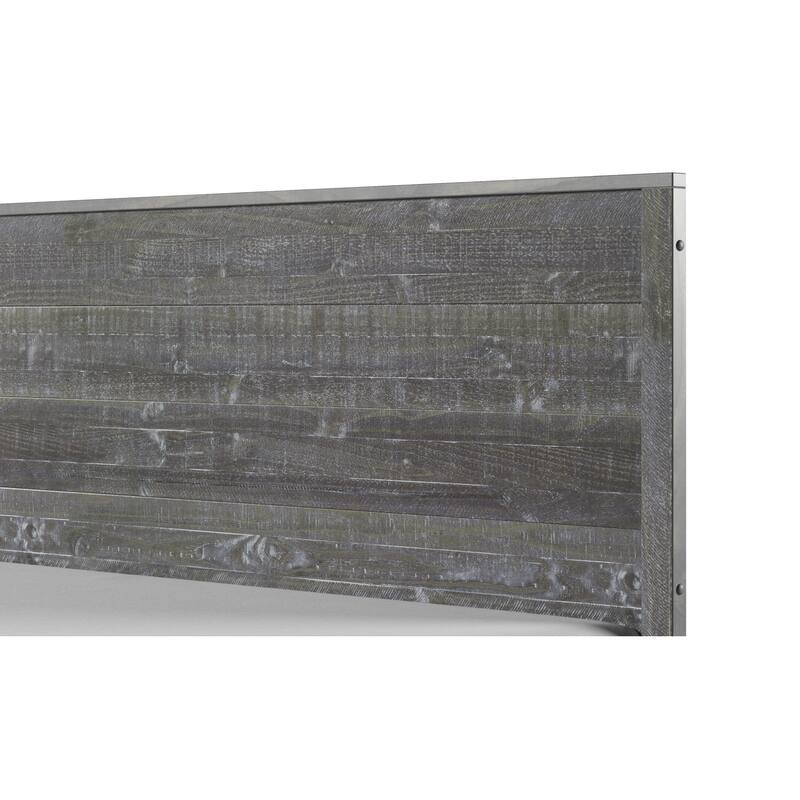 Queen Size Wood Bed Frame - Rustic Recluse Solid Pine Bed - Misty Grey Finish