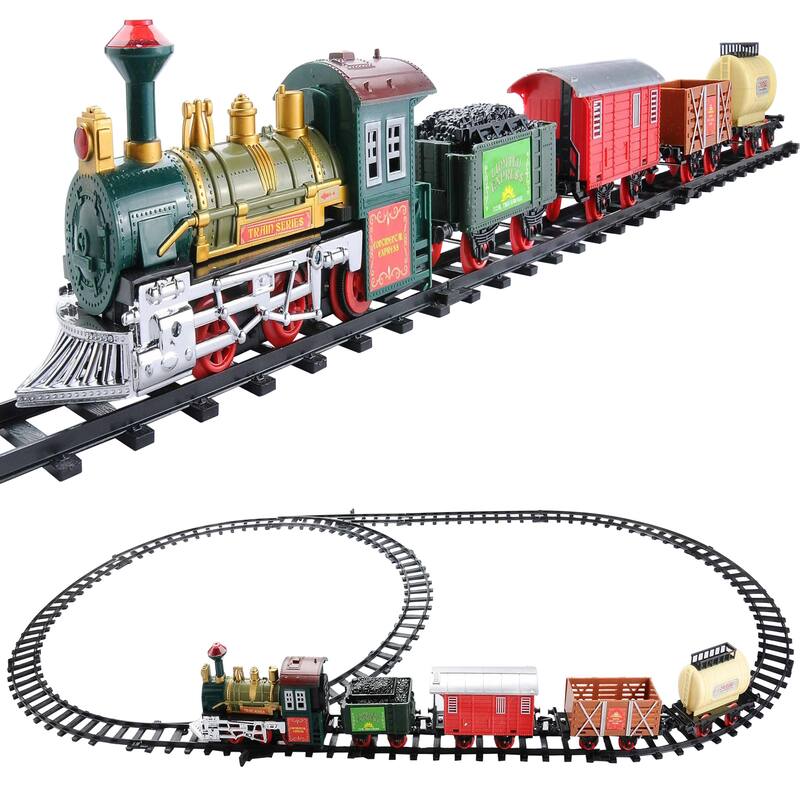 16-Piece Battery Operated Lighted and Animated Continental Express Train Set with Sound - 8"