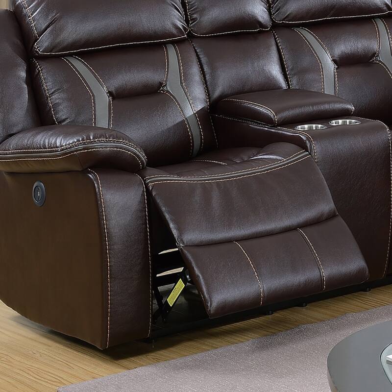 Gel Leatherette Power Motion Sectional With USB Charger