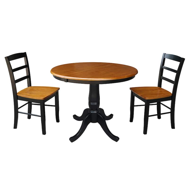 36" Round Top Pedestal Extendable Table With 12" Leaf and Madrid Chairs