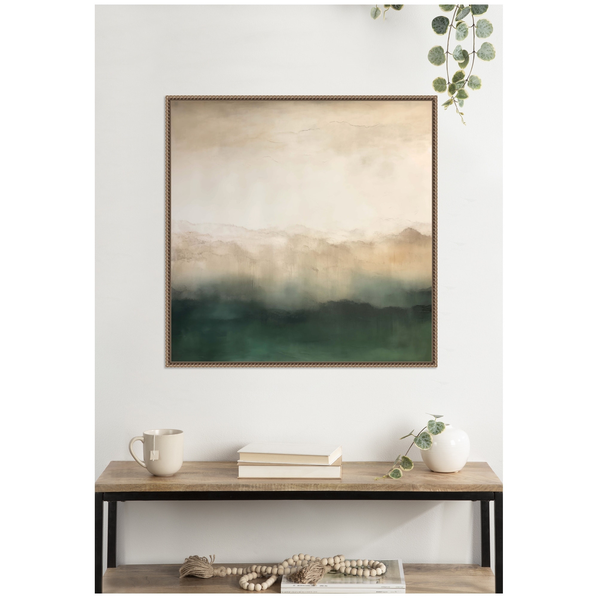 Kate and Laurel Green Mountain Abstract II by Amy Lighthall Framed Canvas Wall Art Print