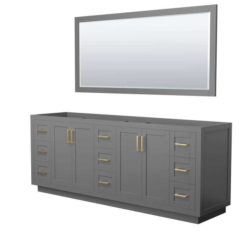 Wyndham Collection WCF2929-84D-CX-M70 Miranda 84" Double Free Standing - Dark Gray / Brushed Gold Hardware