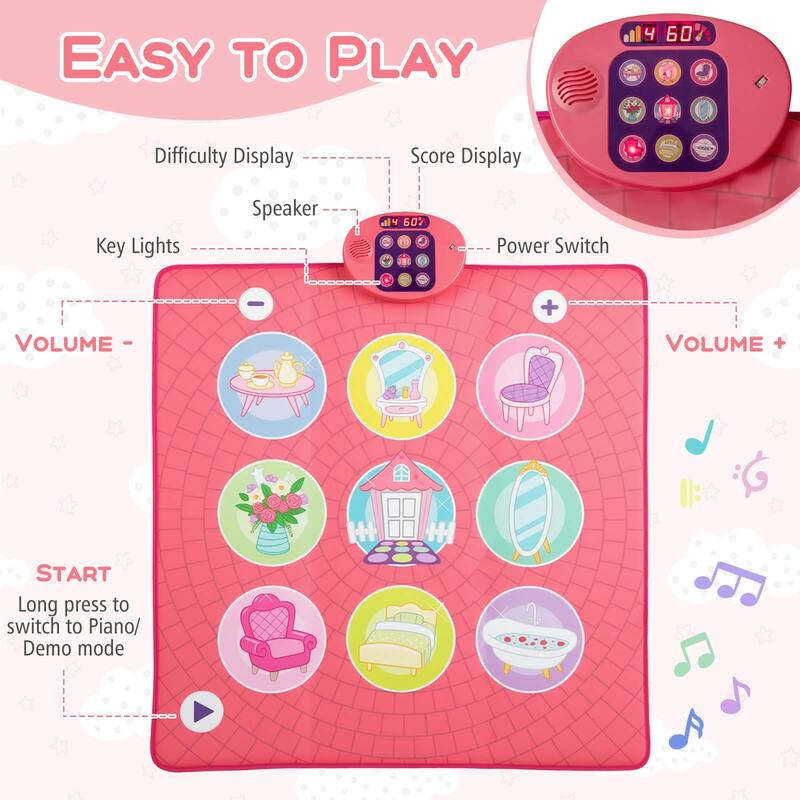 Costway Kids Dance Mat Electronic Dancing Pad with 3 Game Modes Music - See Details