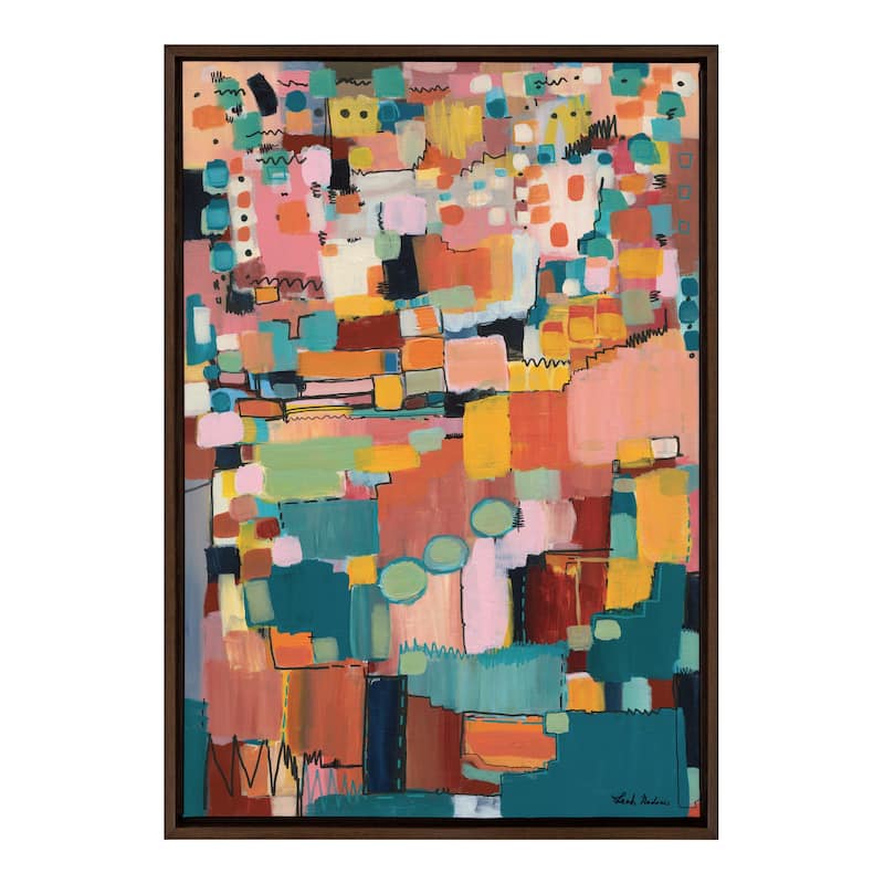Kate and Laurel Sylvie Sunset Fiesta Framed Canvas by Leah Nadeau - 23x33 - Plastic - Brown