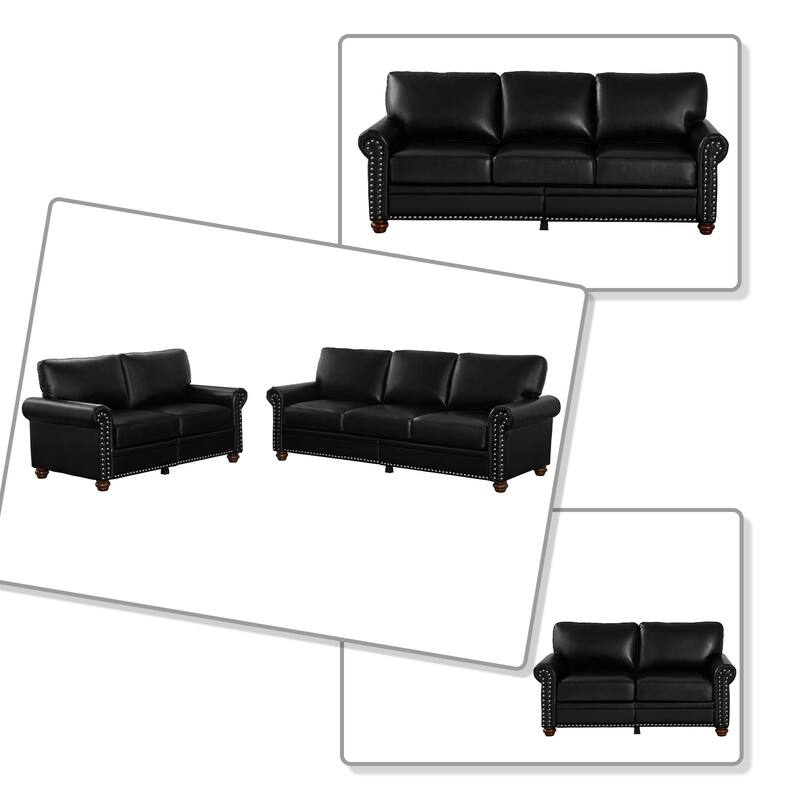 Vintage 2-Piece PU Upholstered Living Room Set
