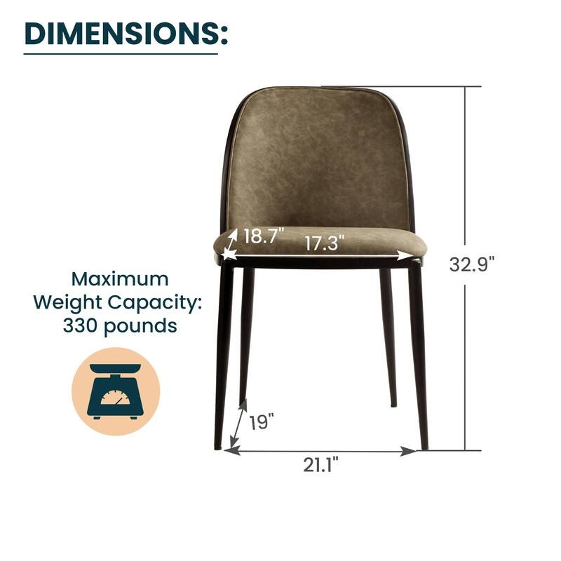 Dining Chair with Upholstered Seat and Back Side Chair with MDF Wood Frame in Black Steel