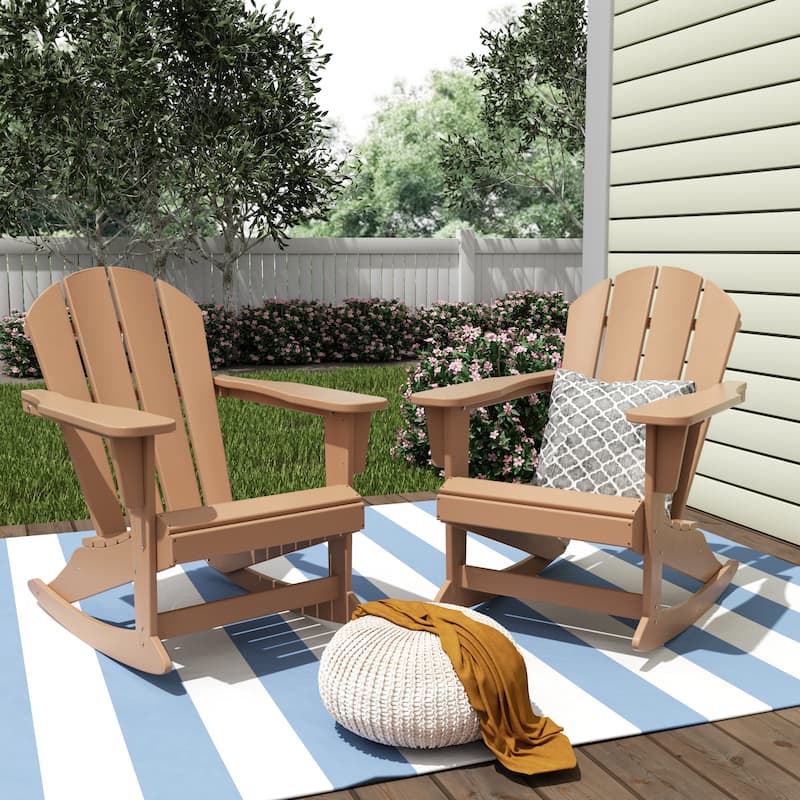 Polytrends Laguna Hdpe All Weather Outdoor Patio Rocking Chair (Set of 2) - Teak