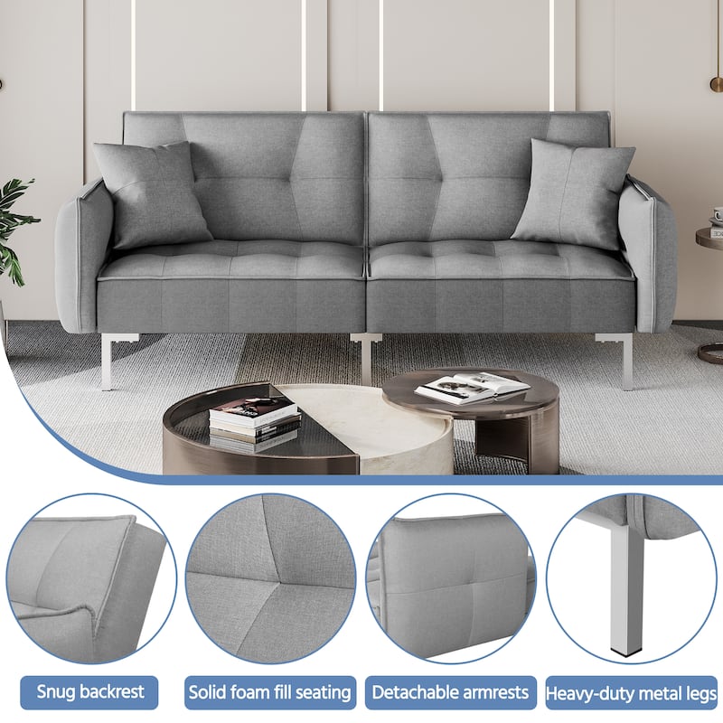 Yaheetech 78in Convertible Futon Sofa Bed with Fabric Cover