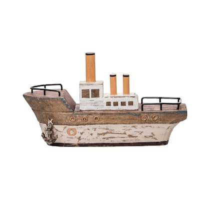 Large Carved Boat Figurine