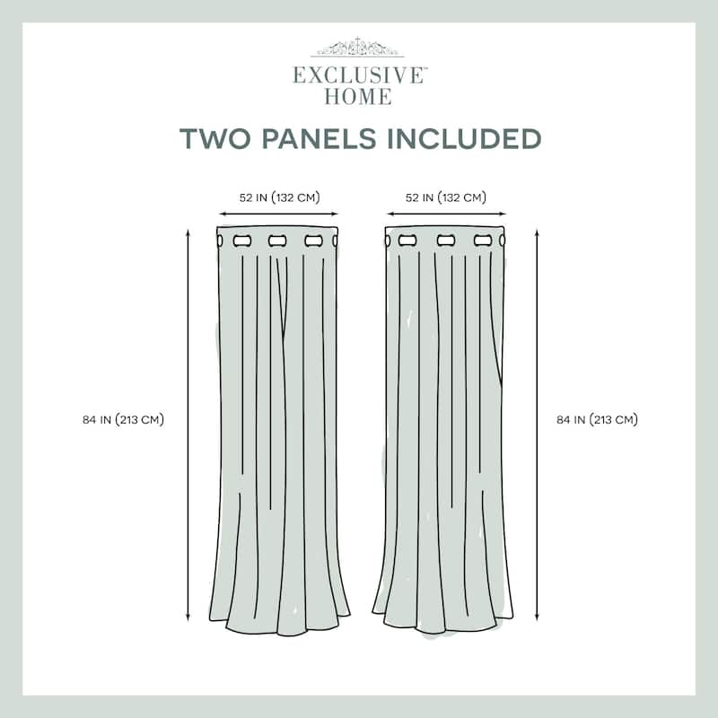 EXCLUSIVE HOME Medallion Room Darkening Blackout Grommet Top Curtain Panel Pair