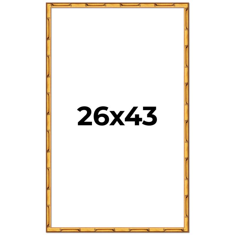 26x43 Frame Gold Bamboo Picture Frame Modern Photo Frame Includes UV Acrylic Shatter Guard Front Acid Free Foam Backing Board