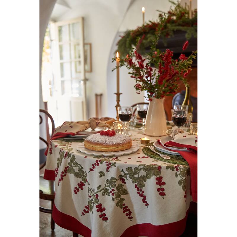 Gooseberry Square Red/ Green Cotton Tablecloth