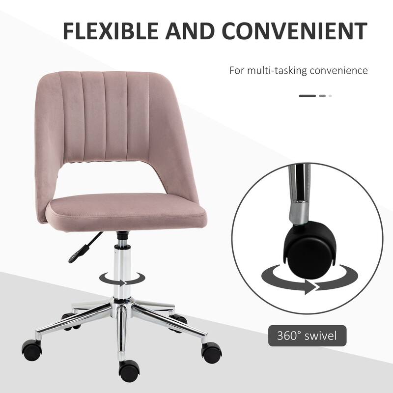 Velvet Swivel Office Chair with Adjustable Height and Wheels for Home Office Living Room and Bedroom