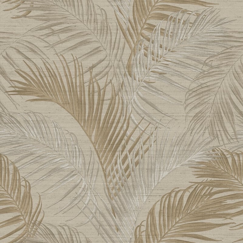 Galerie Wallcoverings Synergy Collection Lush Leaf Palm Sheen Finish Vinyl on Non-woven Wallpaper Roll - 33-feet long x 21-inches wide - Bronze