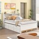 preview thumbnail 1 of 6, White Platform Bed with Bookcase, Twin Trundle, Drawers Full - White