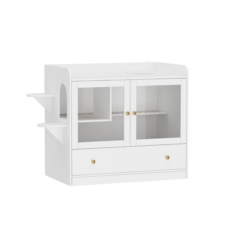 40" Cat-Friendly Litter Box Enclosure with Storage Bookcase Cabinet