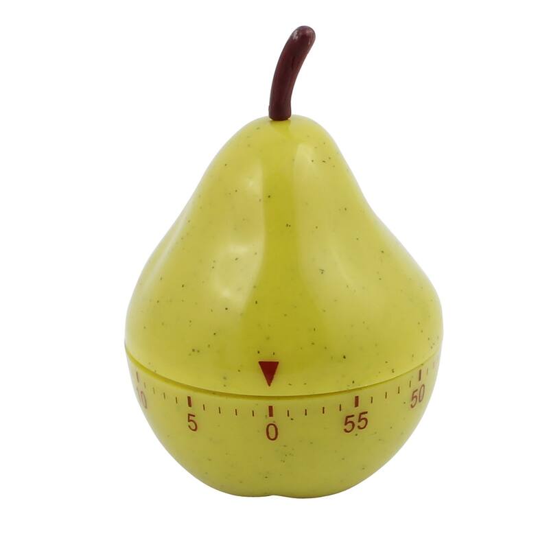 2.6x2.6x3.8-Inch 60 Minutes Mechanical Kitchen Pear Timer Durable Plastic - Kelly