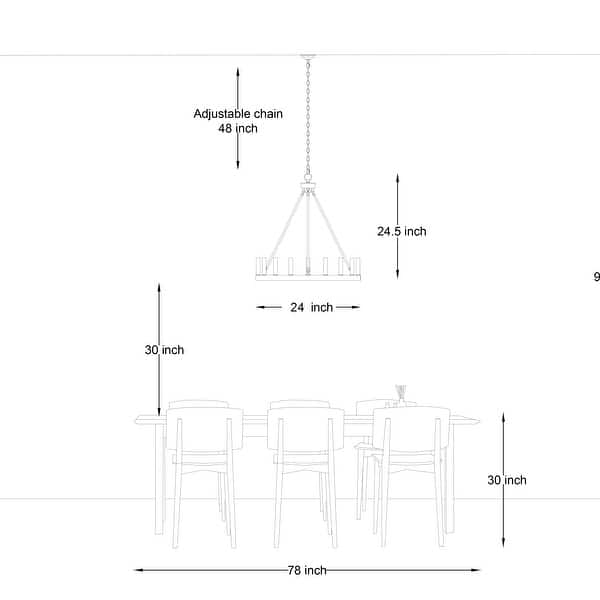 dimension image slide 1 of 5, Acroma 9-light Modern Farmhouse Wagon Wheel Chandelier for Dining room - 24 inches