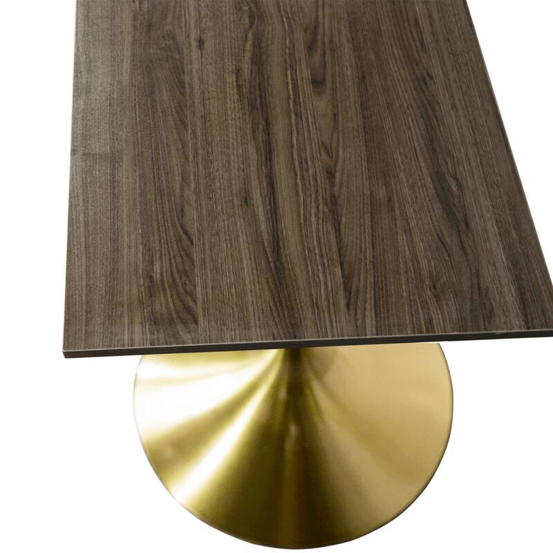 Verve 24 in. Wide Dining Table Square MDF Wood Tabletop in Gold Stainless Steel Pedestal Base Accent Kitchen Table