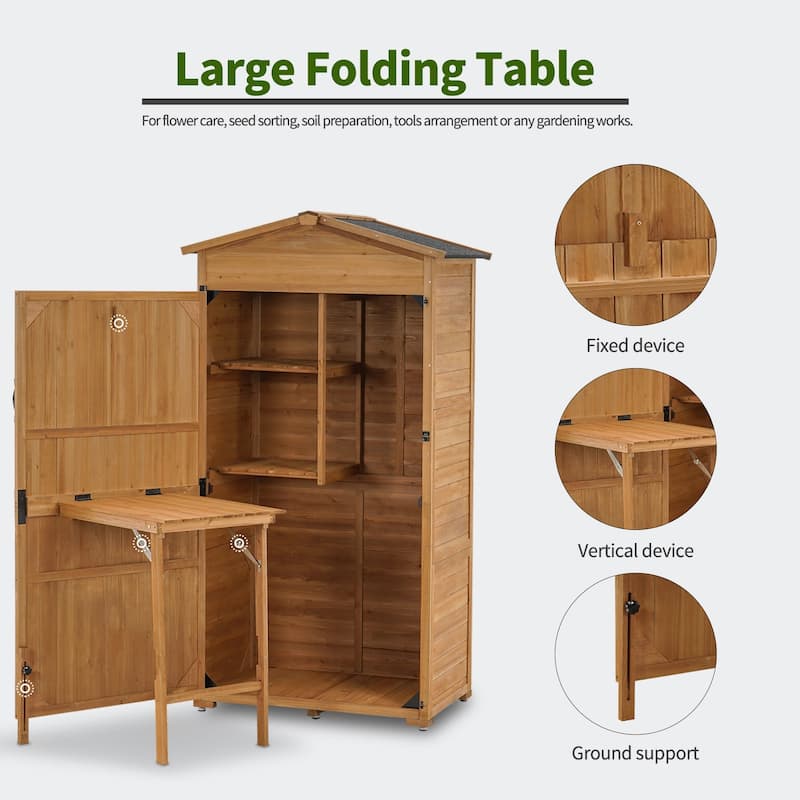 Large Outdoor Storage with Folding Table (3 x 2 x 6 FT), Wooden 1965 39.8"x26
