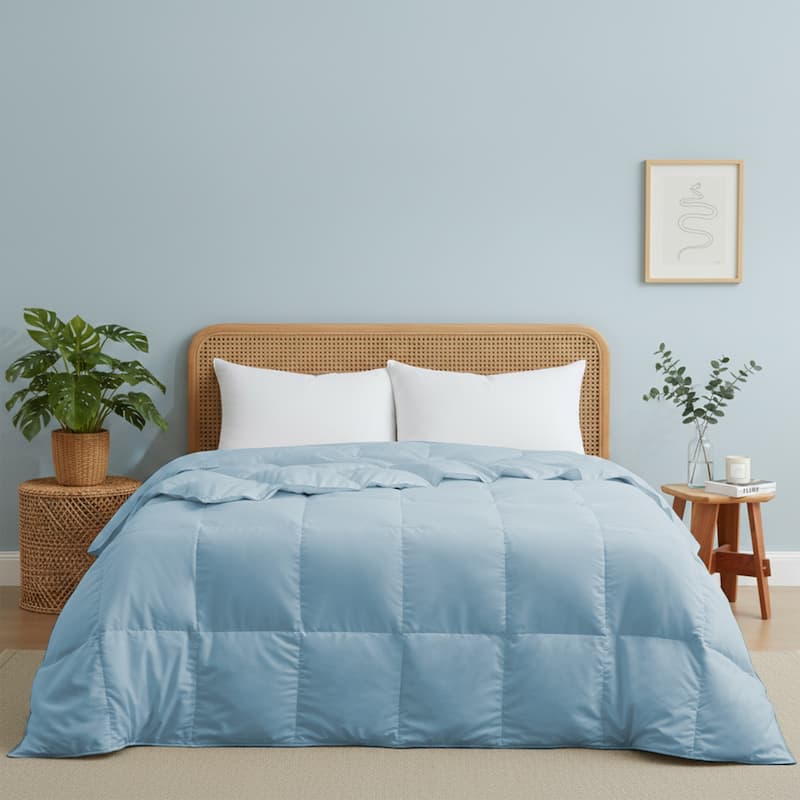 Lightweight Premium White Goose Feather Down Comforter Duvet Insert - Twin - Lightweight Blue
