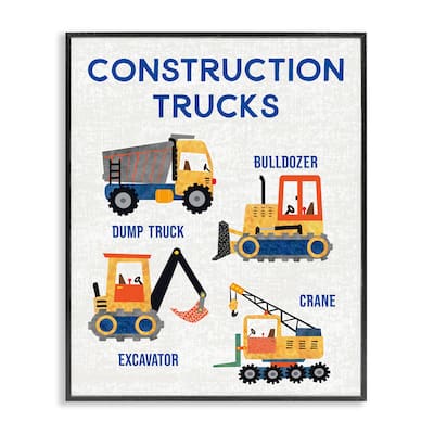 Stupell Educational Construction Trucks Framed Giclee Art Design By Conrad Knutsen