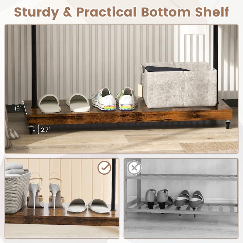 Costway Industrial Pipe Rolling Garment Rack Heavy Duty Clothing Rack - See Details