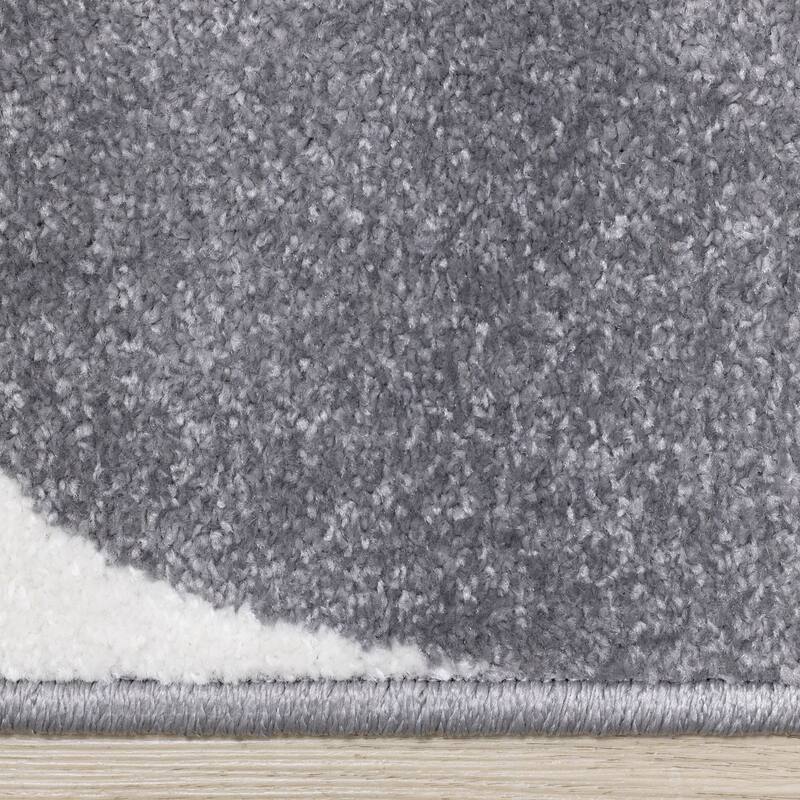 Covington Collection - Grey/Cream Damask Swirl Rug