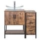 preview thumbnail 49 of 51, 36" Brown Bathroom Vanity Set with Side Cabinet Mid-Century Vanity with Sink & Faucet Glass clear boat sink