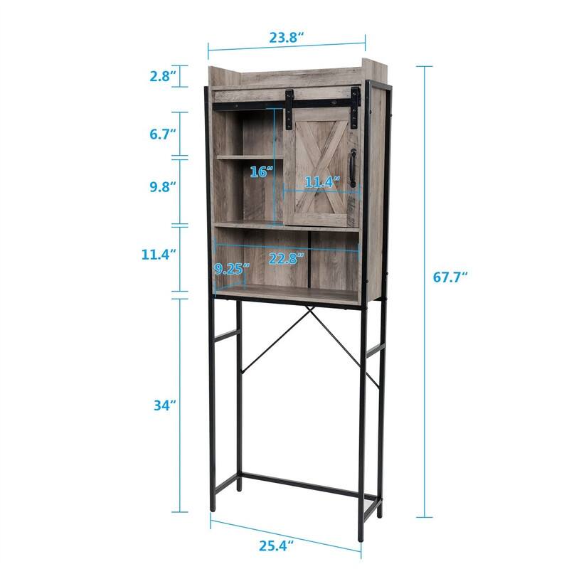 Over The Toilet Storage Cabinet - 9.25"D x 25.4"W x 67.7"H