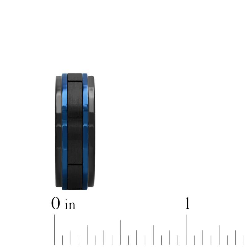 Steel Nation Stainless Steel Black and Blue 8mm Band
