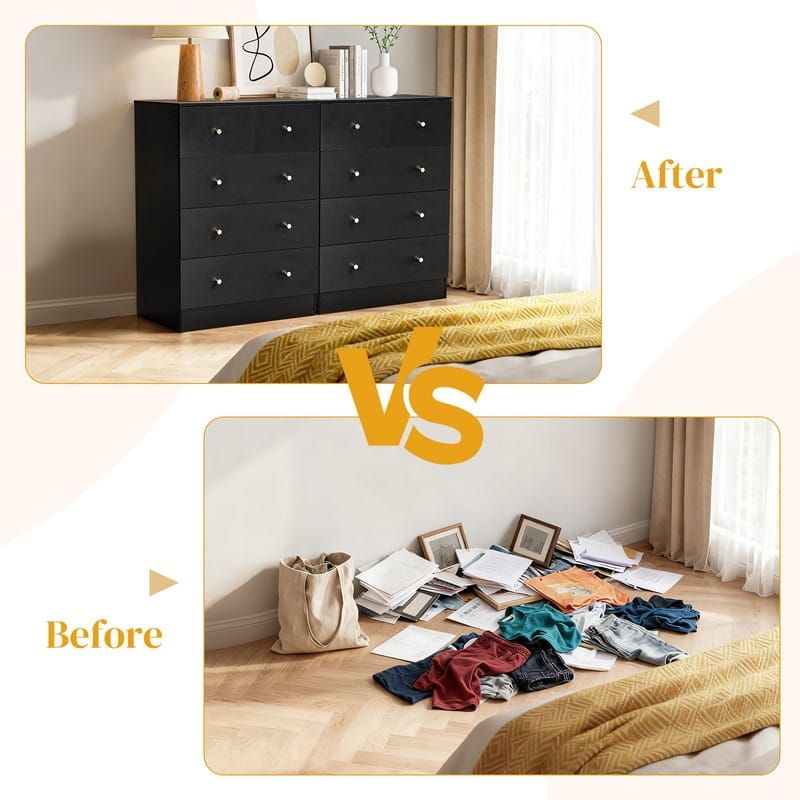5-Drawer Dresser For Bedroom And Chest Of Drawers With Sturdy Construction Wood Storage Organizer For Closet