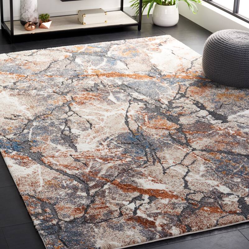 SAFAVIEH Cyrus Shag Dilber Modern Abstract Rug - 6'7" x 9'2" - Grey/Rust - Rectangle