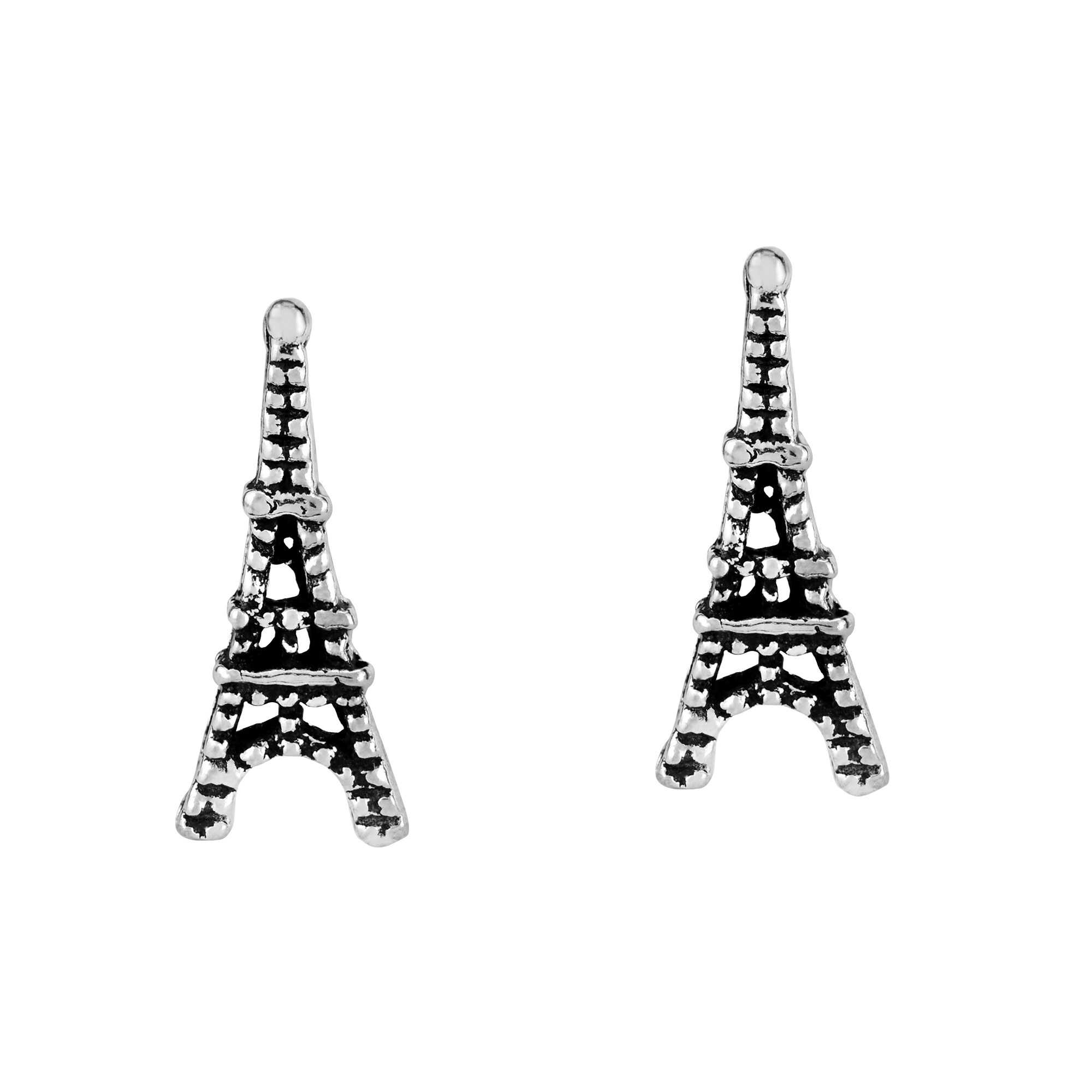 Design 6 925 Sterling Silver Eiffel Tower Stud Earrings