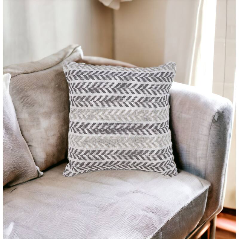 Set of Two 18" X 18" Gray Beach Chevron Cotton Zippered Pillow