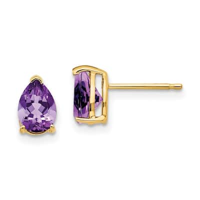 Curata 14k Yellowor White Gold 7x5mm Pear Genuine Gemstone Stud Earrings