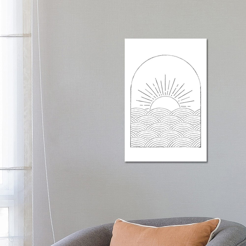iCanvas "Abstract Line Art Sea And Sun" by Whales Way Canvas Print