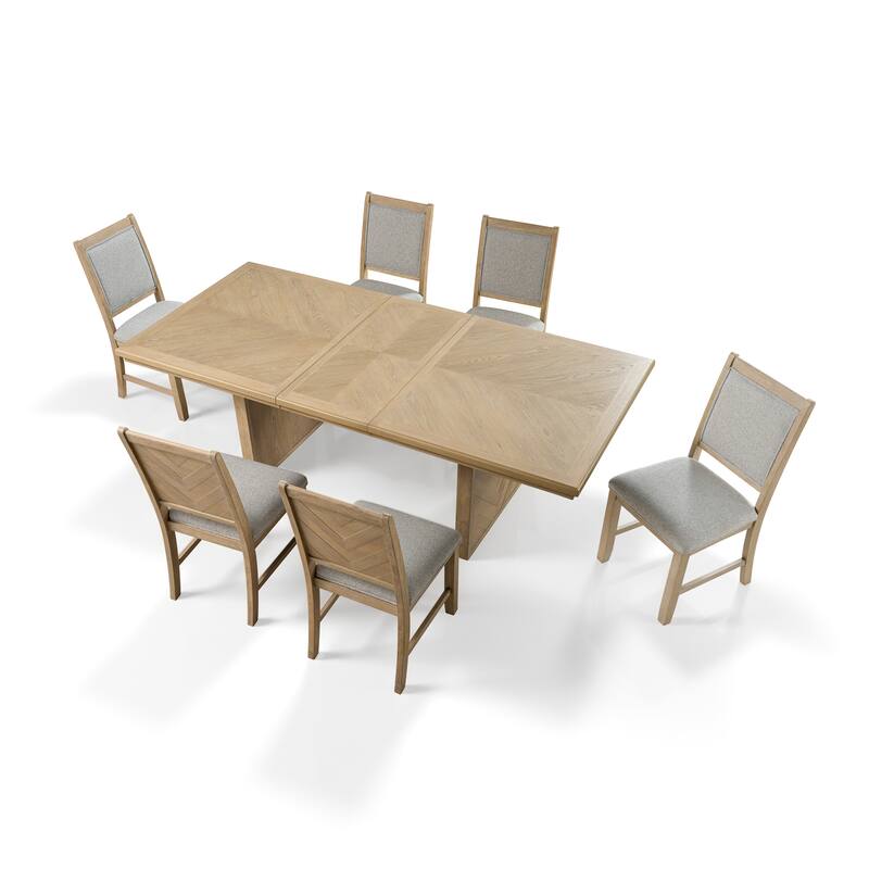 Furniture of America Virex Rustic 7-Piece Solid Wood Extendable Dining Table Set