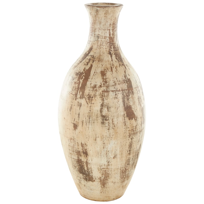 Brown Ceramic Antique Style Distressed Decorative Vase
