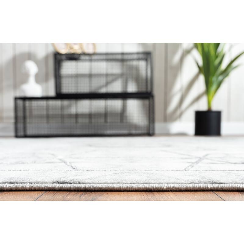 Abani Luna Marble Silver Geometric Lines