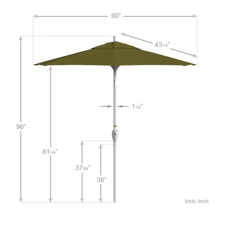 California Umbrella 7.5' Round Crank Lift Push Button Tilt White Aluminum Patio Umbrella Sunbrella