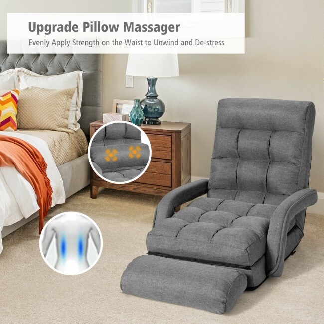 Folding floor massage chair lazy sofa with armrests pillow deals
