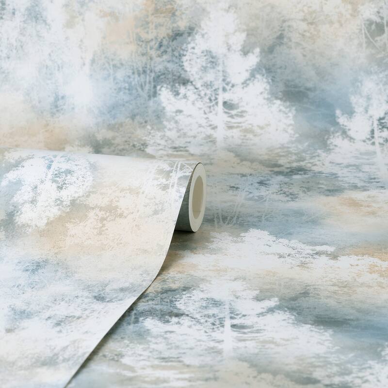 Fine Decor Willem Blue Tree Wallpaper