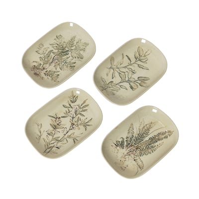 Debossed Stoneware Dish - 6.0"L x 4.1"W x 0.8"H